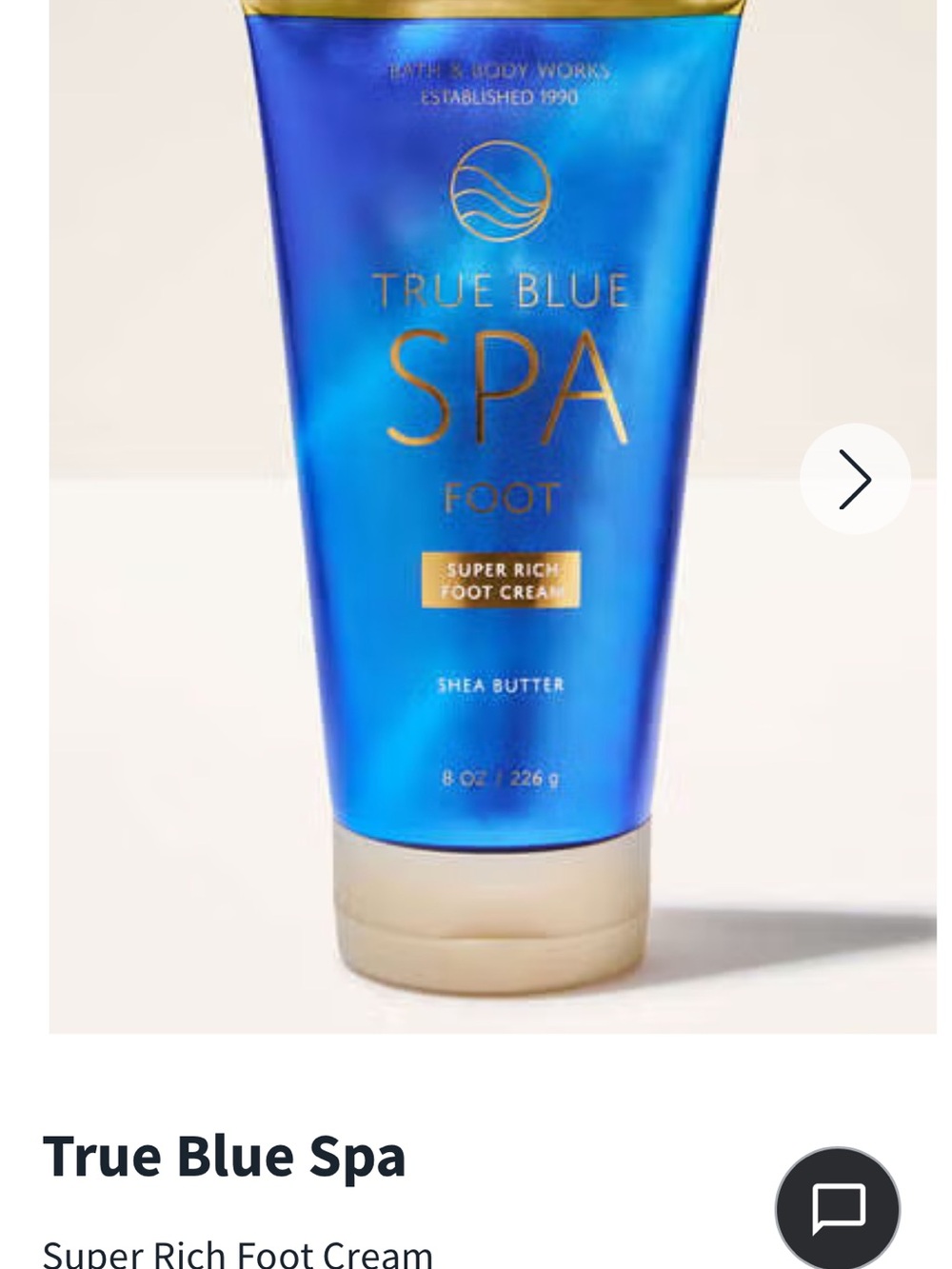 Bath & Body Works True Blue Spa Super Rich Foot Cream